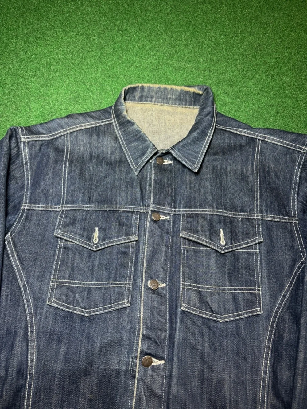 Denim Jacket XXL Baggy Hip Hop 90s Y2K Dark Wash Jean Jacket